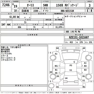Toyota AURIS  с аукциона в Японии