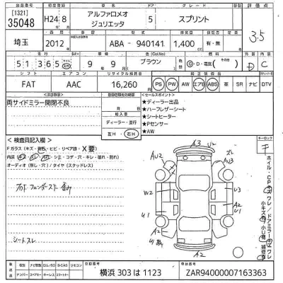 Alfa Romeo Giulietta  с аукциона в Японии