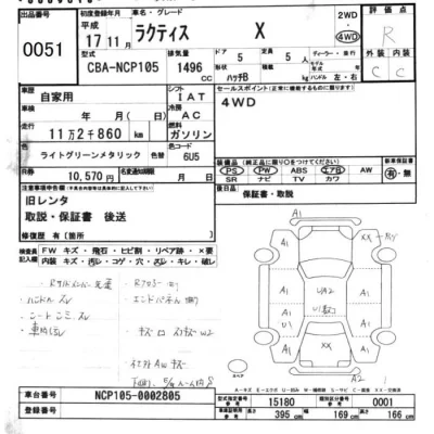 Toyota RACTIS  с аукциона в Японии