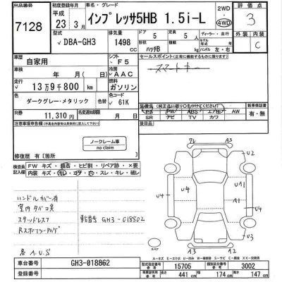 Subaru IMPREZA  с аукциона в Японии