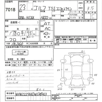 Volkswagen GOLF  с аукциона в Японии