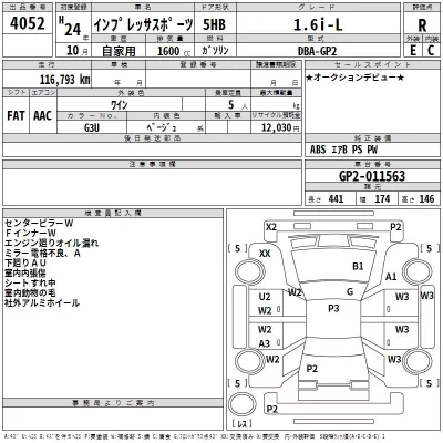 Subaru IMPREZA  с аукциона в Японии