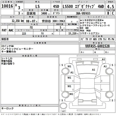 Lexus LS  с аукциона в Японии