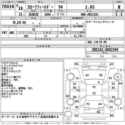 Toyota COROLLA FIELDER  с аукциона в Японии