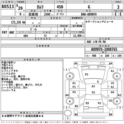 Toyota CAMRY  с аукциона в Японии