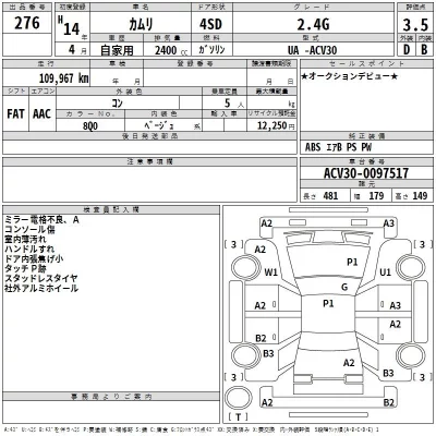 Toyota CAMRY  с аукциона в Японии