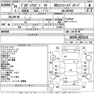 Toyota PROBOX  с аукциона в Японии
