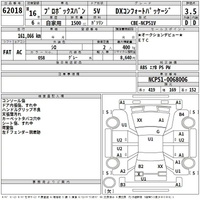 Toyota PROBOX  с аукциона в Японии