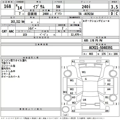 Toyota IPSUM  с аукциона в Японии