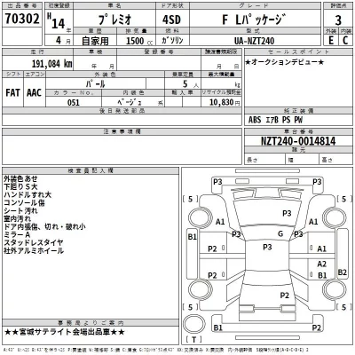 Toyota PREMIO  с аукциона в Японии