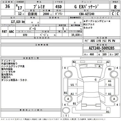 Toyota PREMIO  с аукциона в Японии