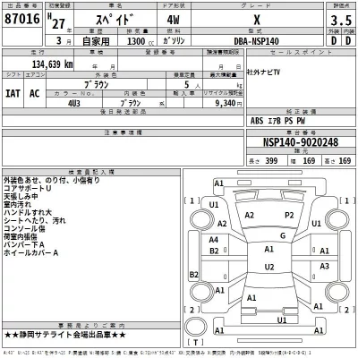 Toyota SPADE  с аукциона в Японии