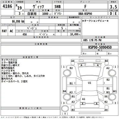 Toyota VITZ  с аукциона в Японии