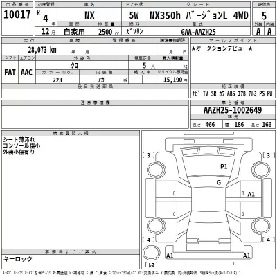Lexus NX  с аукциона в Японии