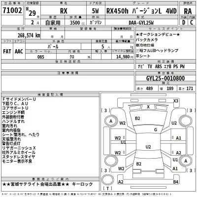 Lexus RX  с аукциона в Японии