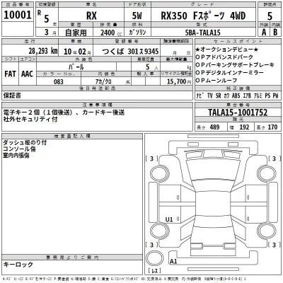Lexus RX  с аукциона в Японии