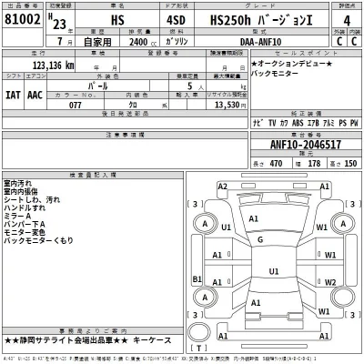 Lexus HS  с аукциона в Японии