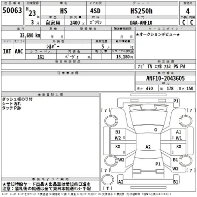 Lexus HS  с аукциона в Японии