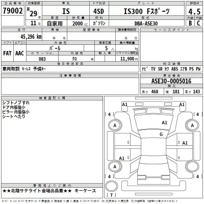 Lexus IS  с аукциона в Японии