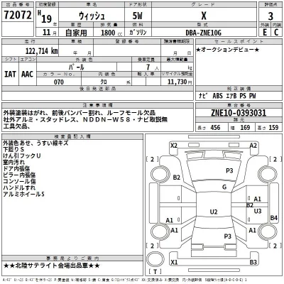 Toyota WISH  с аукциона в Японии