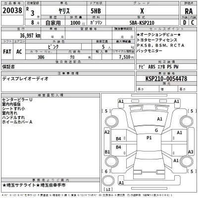 Toyota YARIS  с аукциона в Японии