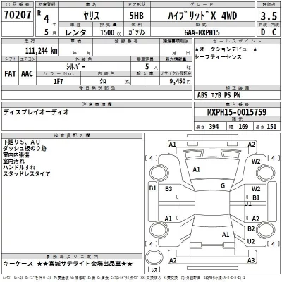 Toyota YARIS  с аукциона в Японии