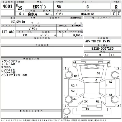 Mitsubishi EK WAGON  с аукциона в Японии