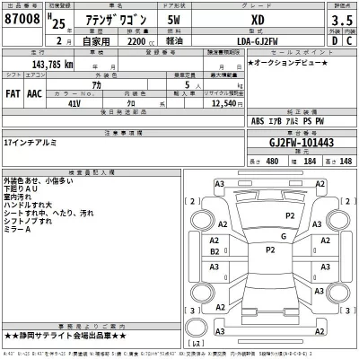 Mazda ATENZA WAGON  с аукциона в Японии