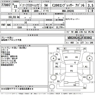 Mercedes-Benz C CLASS WAGON  с аукциона в Японии