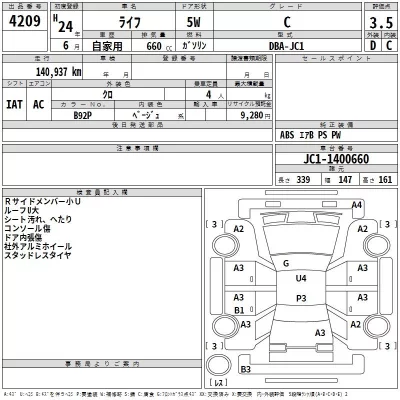 Honda LIFE  с аукциона в Японии