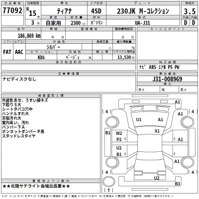 Nissan TEANA  с аукциона в Японии