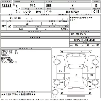 Toyota YARIS  с аукциона в Японии