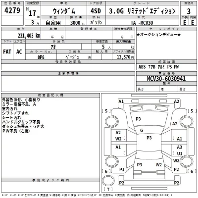 Toyota WINDOM  с аукциона в Японии