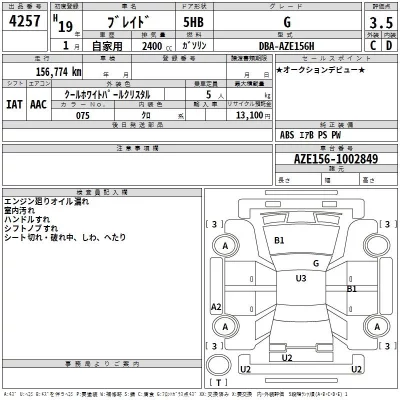 Toyota BLADE  с аукциона в Японии