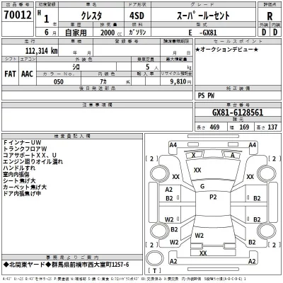 Toyota CRESTA  с аукциона в Японии