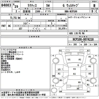 Toyota RACTIS  с аукциона в Японии