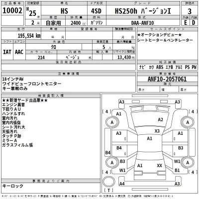 Lexus HS  с аукциона в Японии