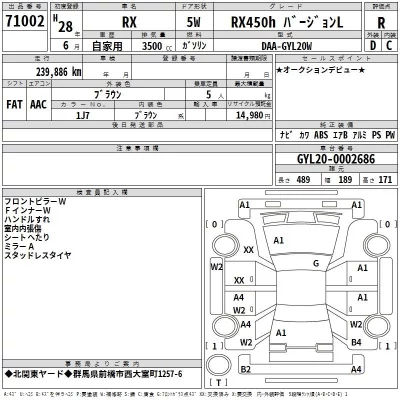 Lexus RX  с аукциона в Японии