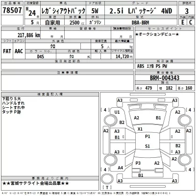 Subaru LEGACY OUTBACK  с аукциона в Японии