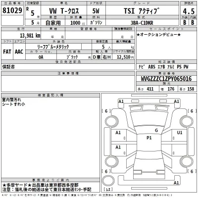 Volkswagen T-CROSS  с аукциона в Японии