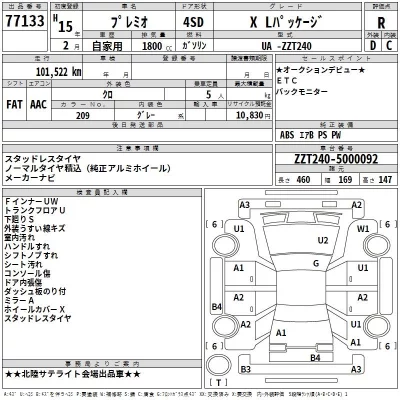 Toyota PREMIO  с аукциона в Японии