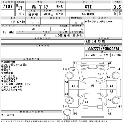 Volkswagen GOLF  с аукциона в Японии