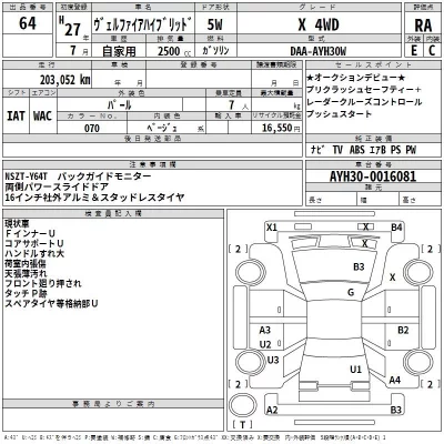 Toyota VELLFIRE  с аукциона в Японии