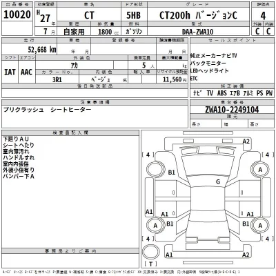 Lexus CT  с аукциона в Японии