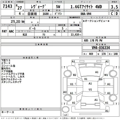 Subaru LEVORG  с аукциона в Японии