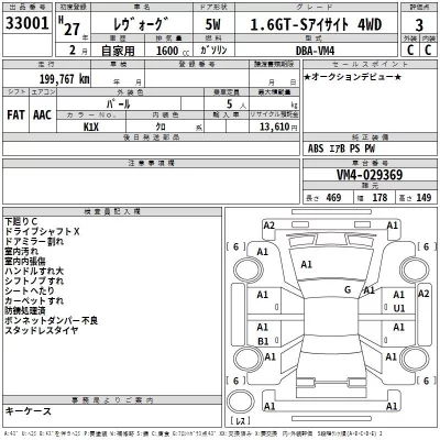 Subaru LEVORG  с аукциона в Японии