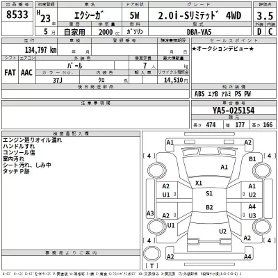 Subaru EXIGA  с аукциона в Японии