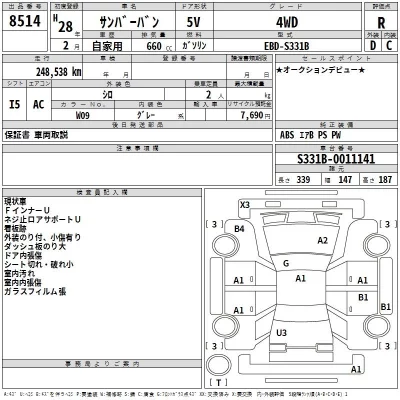 Subaru SAMBAR  с аукциона в Японии