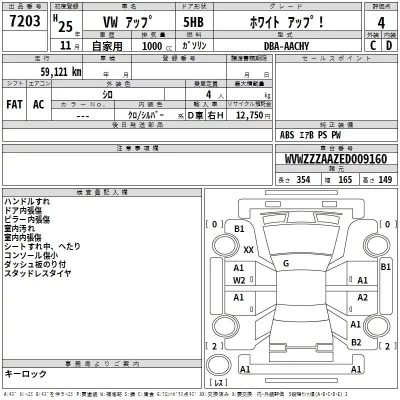 Volkswagen UP  с аукциона в Японии