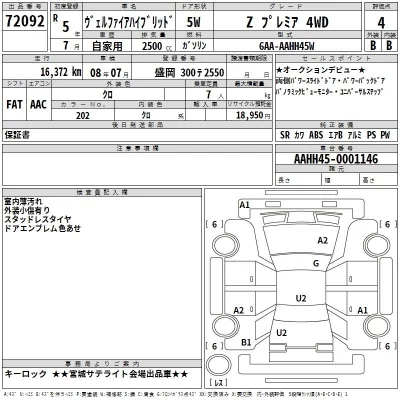 Toyota VELLFIRE  с аукциона в Японии